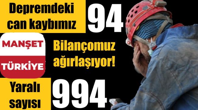 Depremin bilançosu ağırlaşıyor... Can kaybı 94 oldu