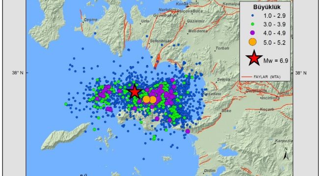 Ege'de 3 bin 457 artçı deprem meydana geldi