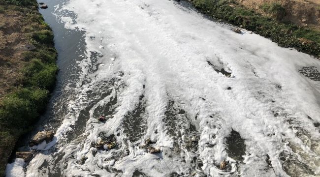 Kızıltepe'de derede oluşan köpükler korkutuyor