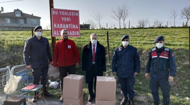 Karantinada olan köye gıda yardımı