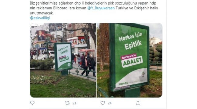 MHP'li kesimden HDP afişi bulunan billboarda saldırı