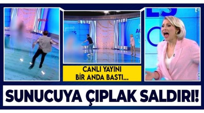 Çıplak bir kadın canlı yayında sunucuya saldırdı