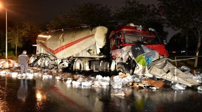 Kontrolden çıktı, beton mikserine çarptı