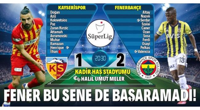 Fenerbahçe lig üçüncüsü