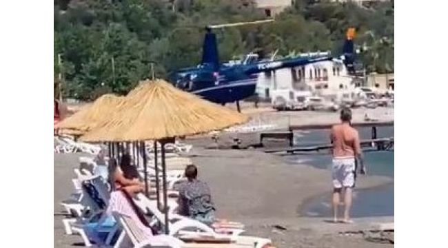 Marmaris'te plaja helikopter indi