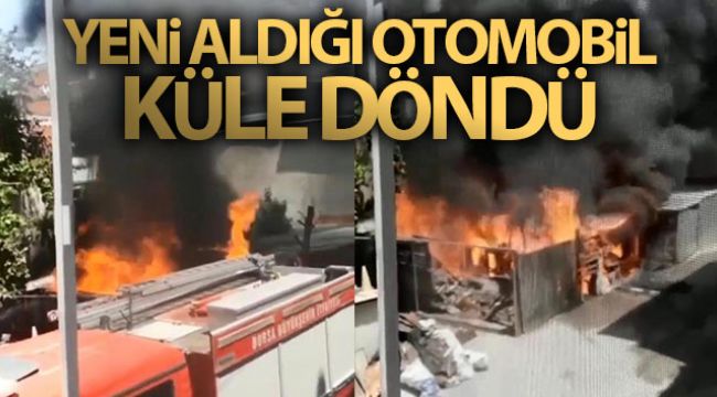 Yeni aldığı otomobil küle döndü