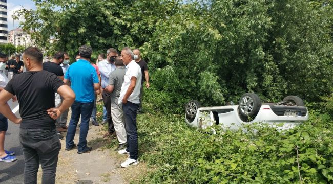 Ehliyet sınavında sürücü adayının aracı takla attı