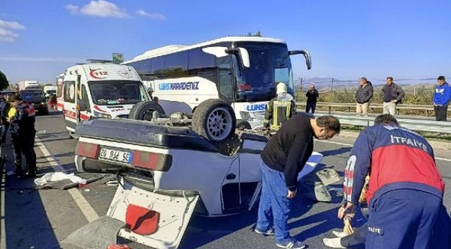 Takla atan otomobildeki genç çifti ölüm ayırdı