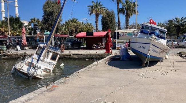 Bodrum'da fırtına; 1 tekne battı, 3 tekne hasarlı