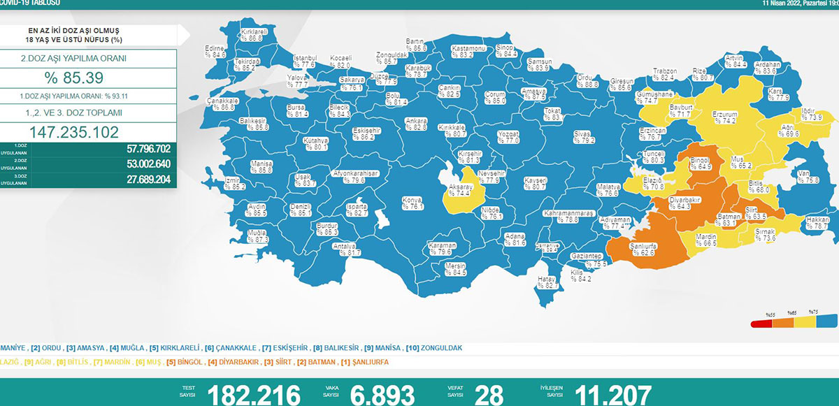 İşte son harita! Koronadan ölüm sayısı 28'e indi