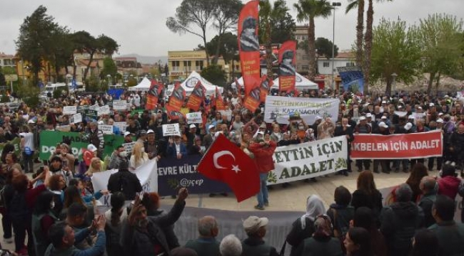 Milas'ta 'Zeytin Hayattır' mitinginde belediye başkanına protesto