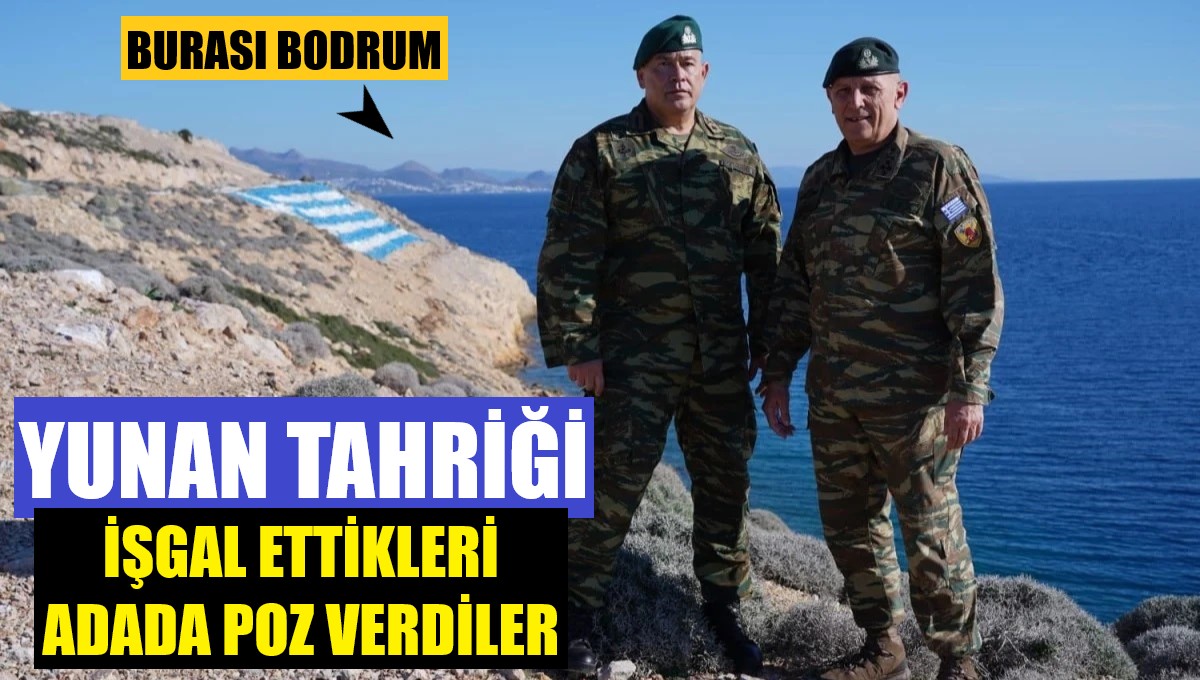 Yunan askerinden tahrik pozu! Bodrum'u arkalarına alıp fotoğraf çektirdi