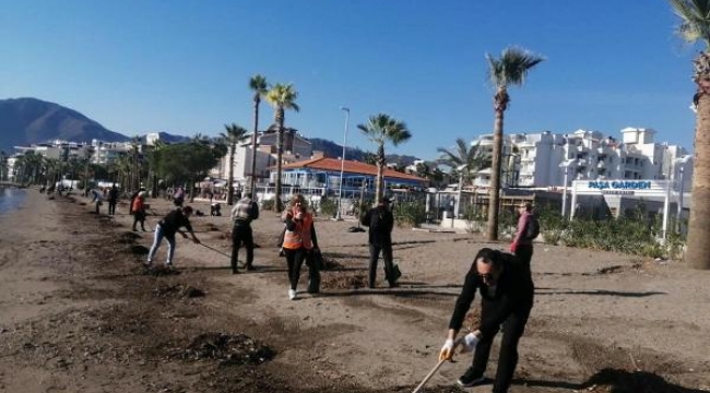 Ne varsa atmışlar! Sahilden 6 traktör römorku dolusu çöp toplandı