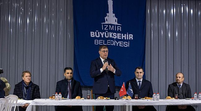 Başkan Tugay şantiyede Büyükşehir Belediyesi emekçileriyle buluştu